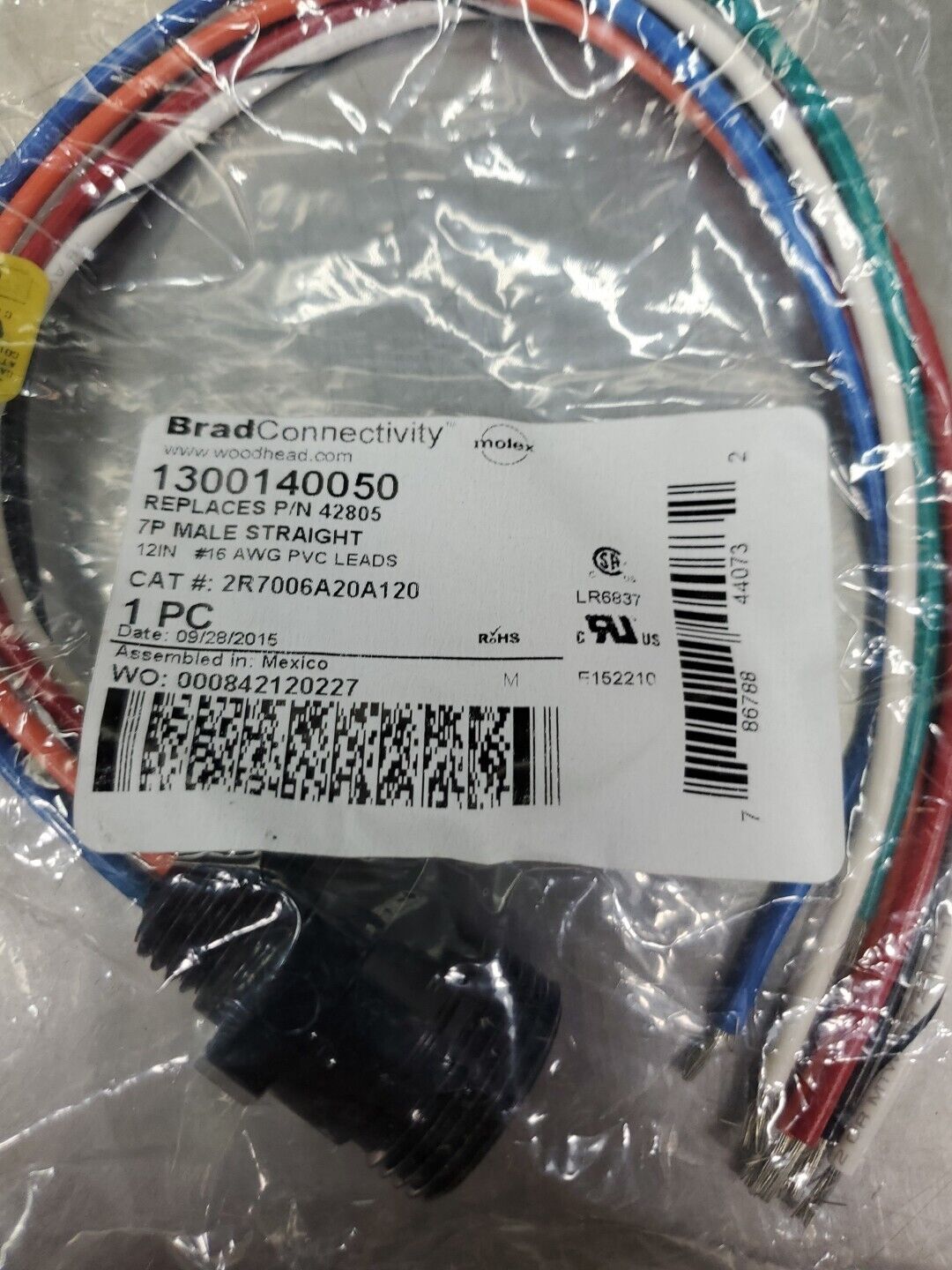 BradConnectivity 1300140050 42805 7P MALE Straight 12" MINI RECEPTACLE.    5D-25