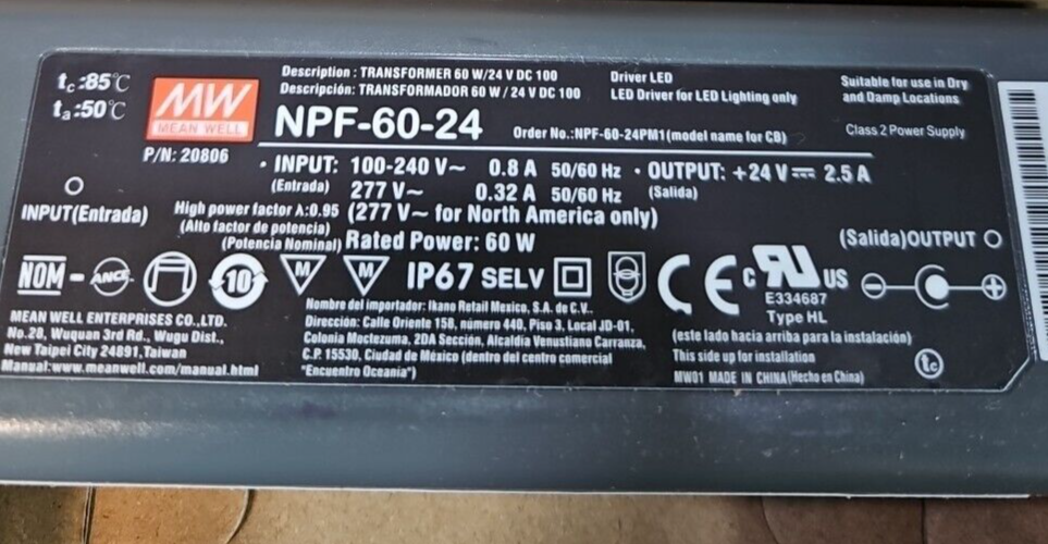 Mean Well NPF-60D-24 Power Supply 60W 24V                               (BIN314)
