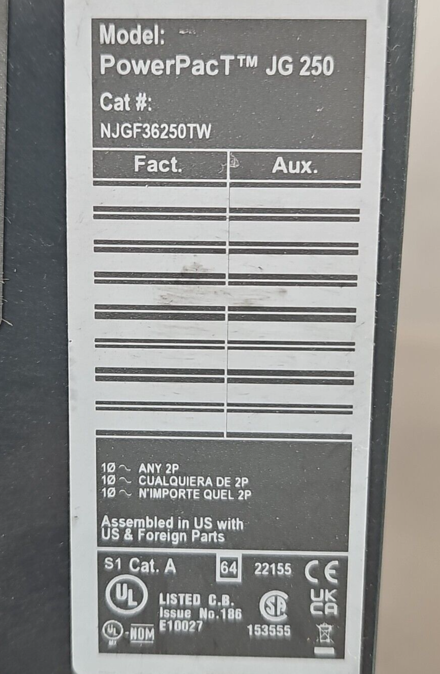 Schneider Square D NJGF36250TW  250A Circuit Breaker                    (BIN641)