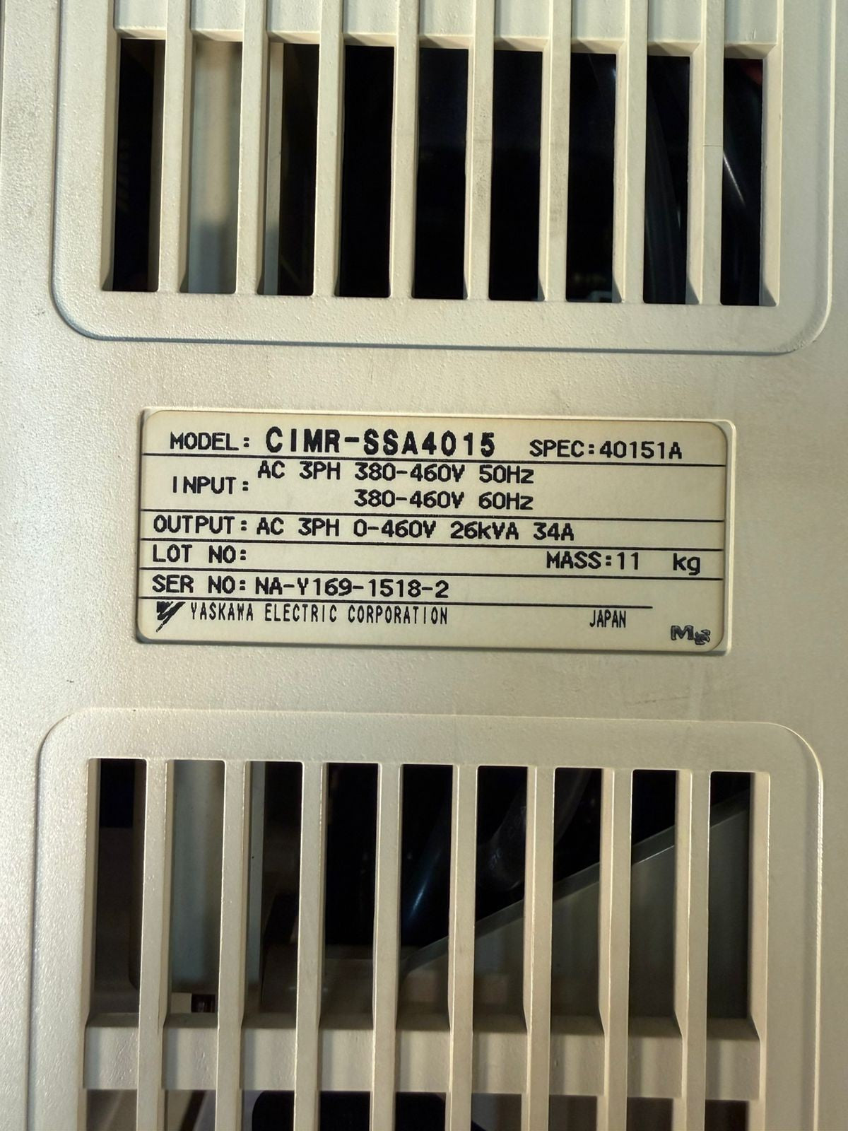 Yaskawa CIMR-SSA4015 AC Inverter 3PH 0-460VAC 34A   40151A  (2.6.2)