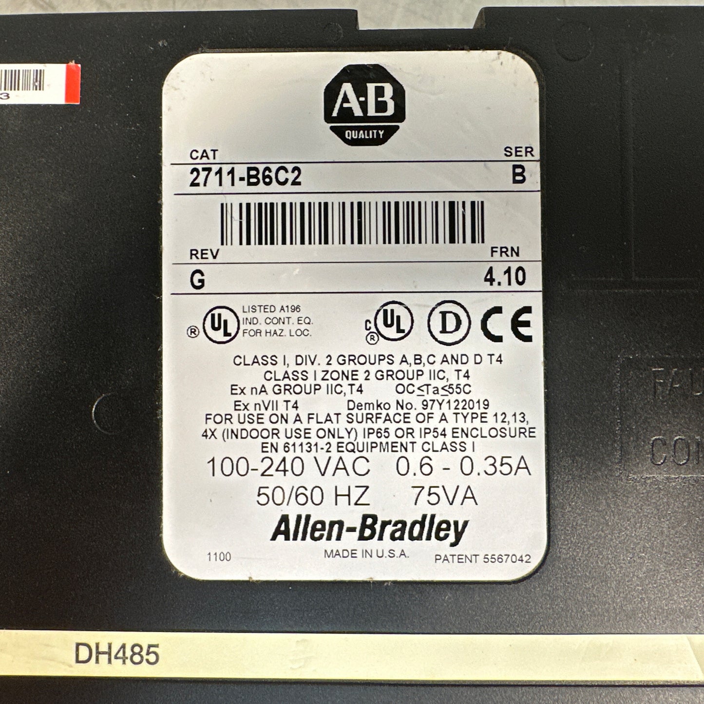 Allen-Bradley 2711-B6C2 ser-B rev-G * Refurbished* ￼(BIN-1.2.5)