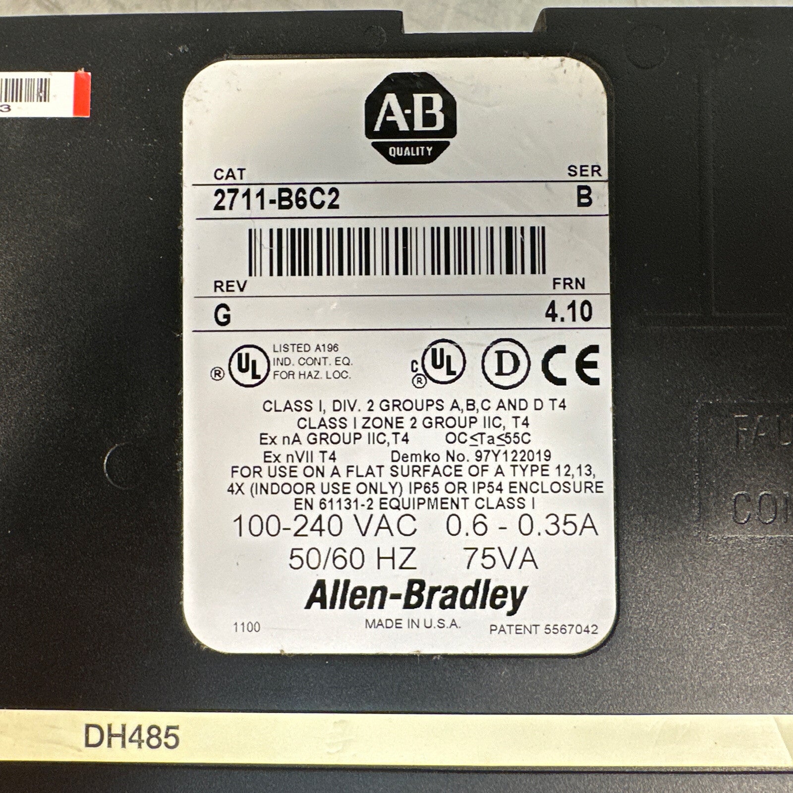 Allen-Bradley 2711-B6C2 ser-B rev-G * Refurbished* ￼(BIN-1.2.5)