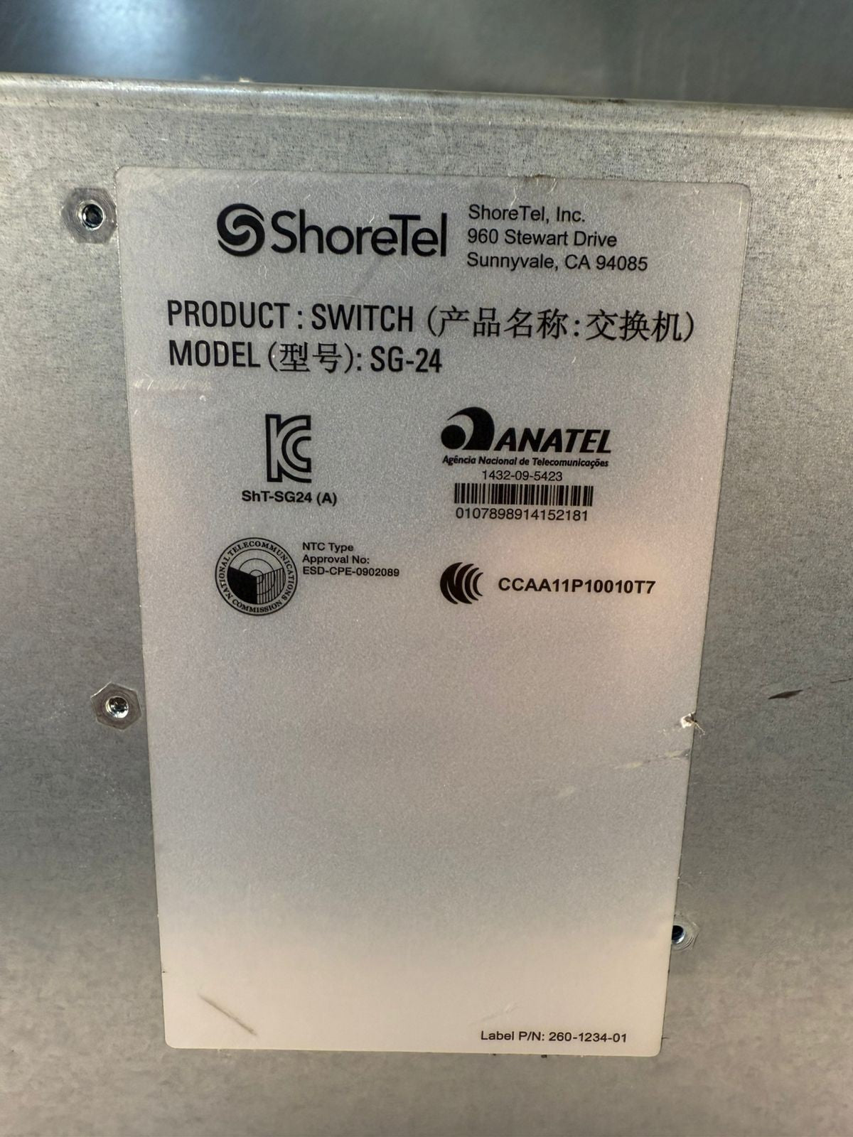 Shoretel SG-24 ShoreGear 24A Voice Switch                         (12.4.5)