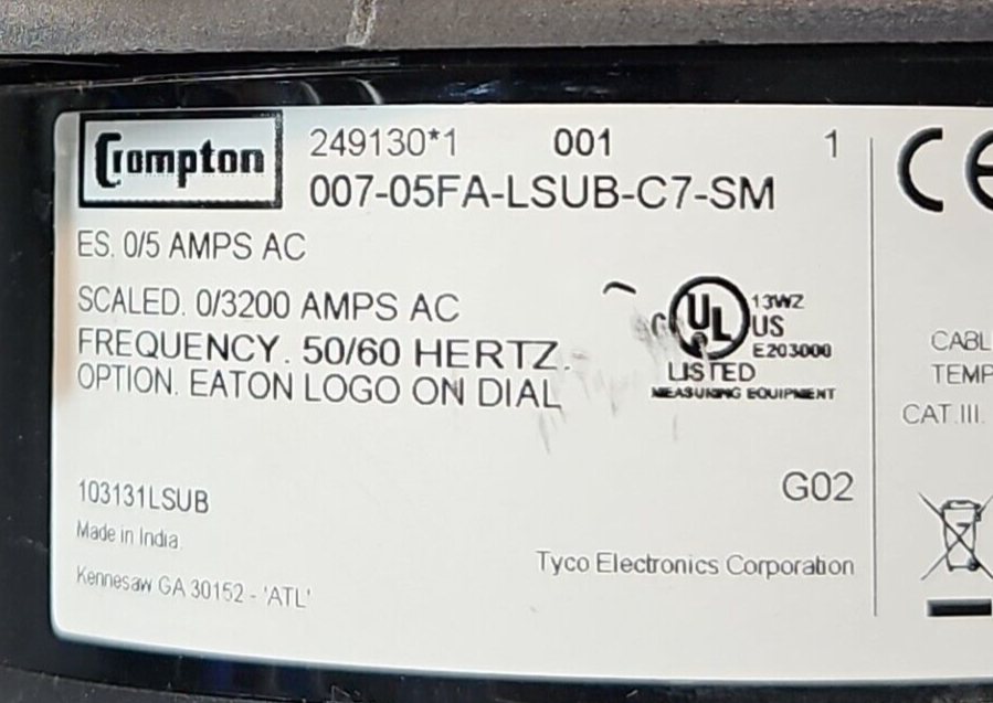 Crompton 007-05FA-LSUB-C7-SM Panel Gauge (BIN412) – Palmetto Automation ...