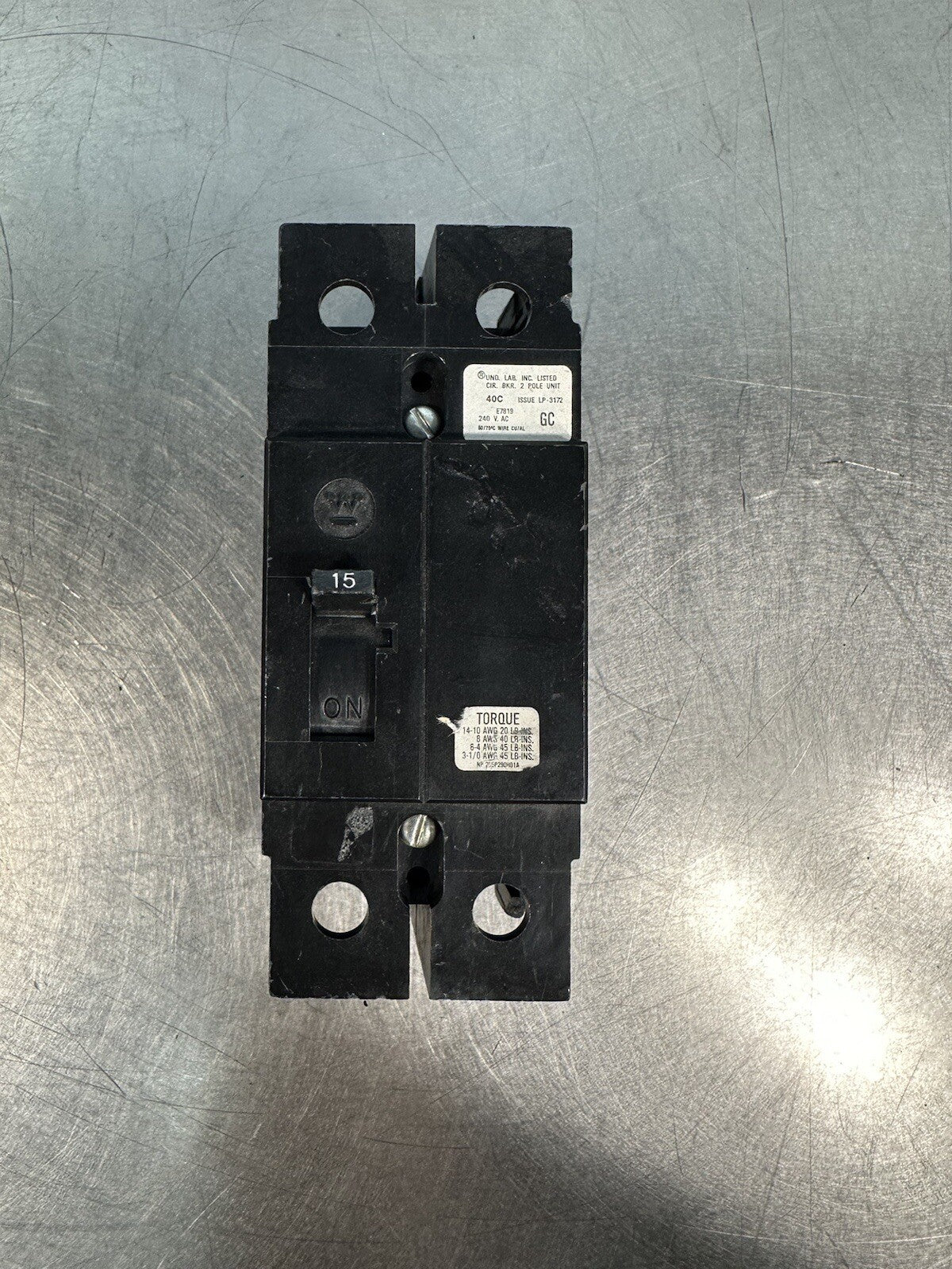 WESTINGHOUSE GC 2 pole 15 amp GC2015 CIRCUIT BREAKER (BIN-1.5.3)