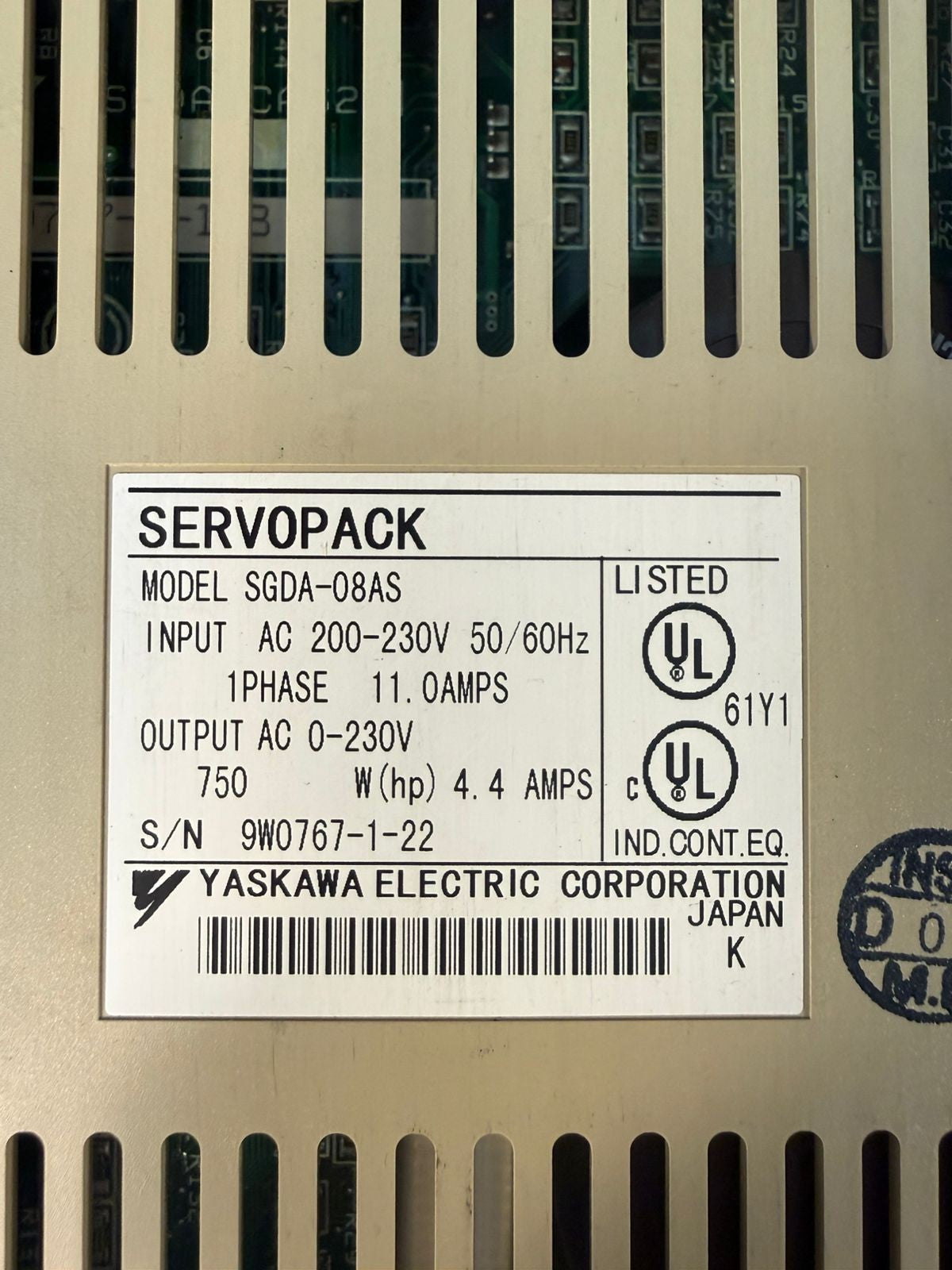 Yaskawa SGDA-08AS Servopack 1Phase 50/60Hz                         (1.5.1)