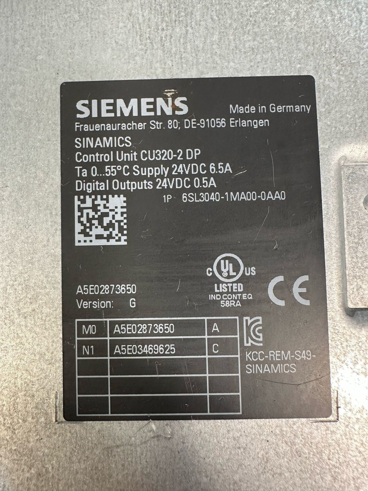 Siemens Sinamics 6SL3040-1MA00-0AA0 Control unit CU320-2 DP (8.5.3)