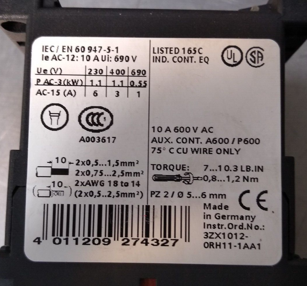 FRESH TAKEOUT SIEMENS SIRIUS CONTACTOR 3RH1131-1BB40 W/ 3RT 1916-EH00 (164-1 FRESH TAKEOUT SIEMENS SIRIUS CONTACTOR 3RH1131-1BB40 W/ 3RT 1916-EH00 (164-1