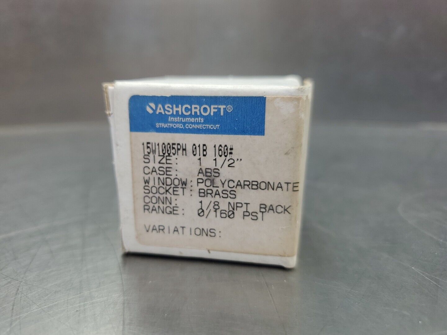 ASHCROFT 15W1005PH 01B PRESSURE GAUGE, 1 1/2” 1/8NPT 160PSI.                6C-7