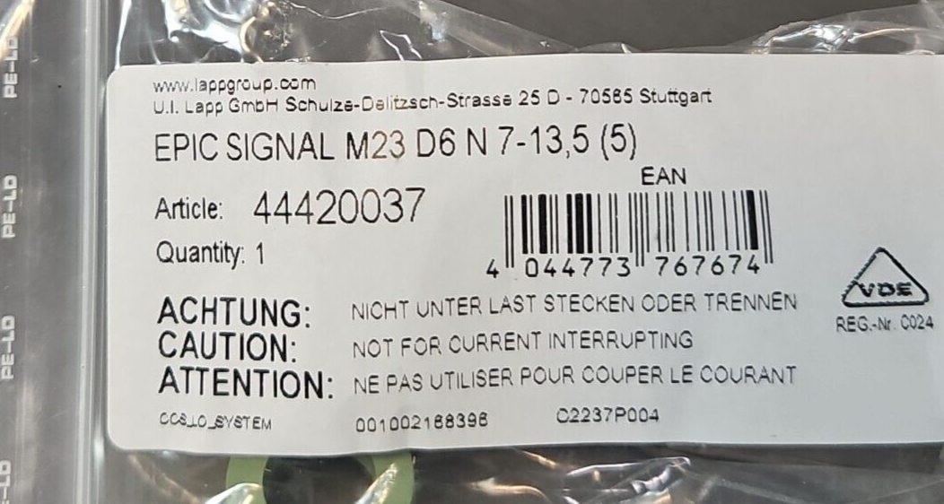 M23 D6 N7-1 Epic Signal Cable  box w/5                    (BIN234)