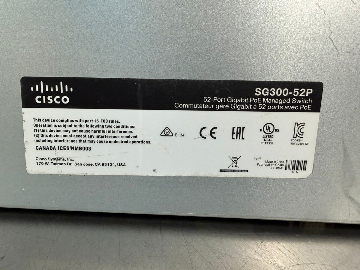 Cisco SG300-52P 52-Port Gigabit Managed Switch                    (11.5.4)