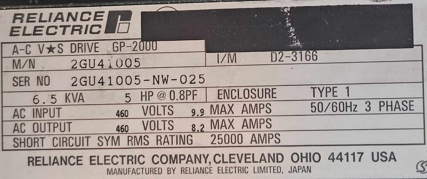 Reliance Electric 2GU41005-NW-025 Drive  GP-2000                        (BIN654)