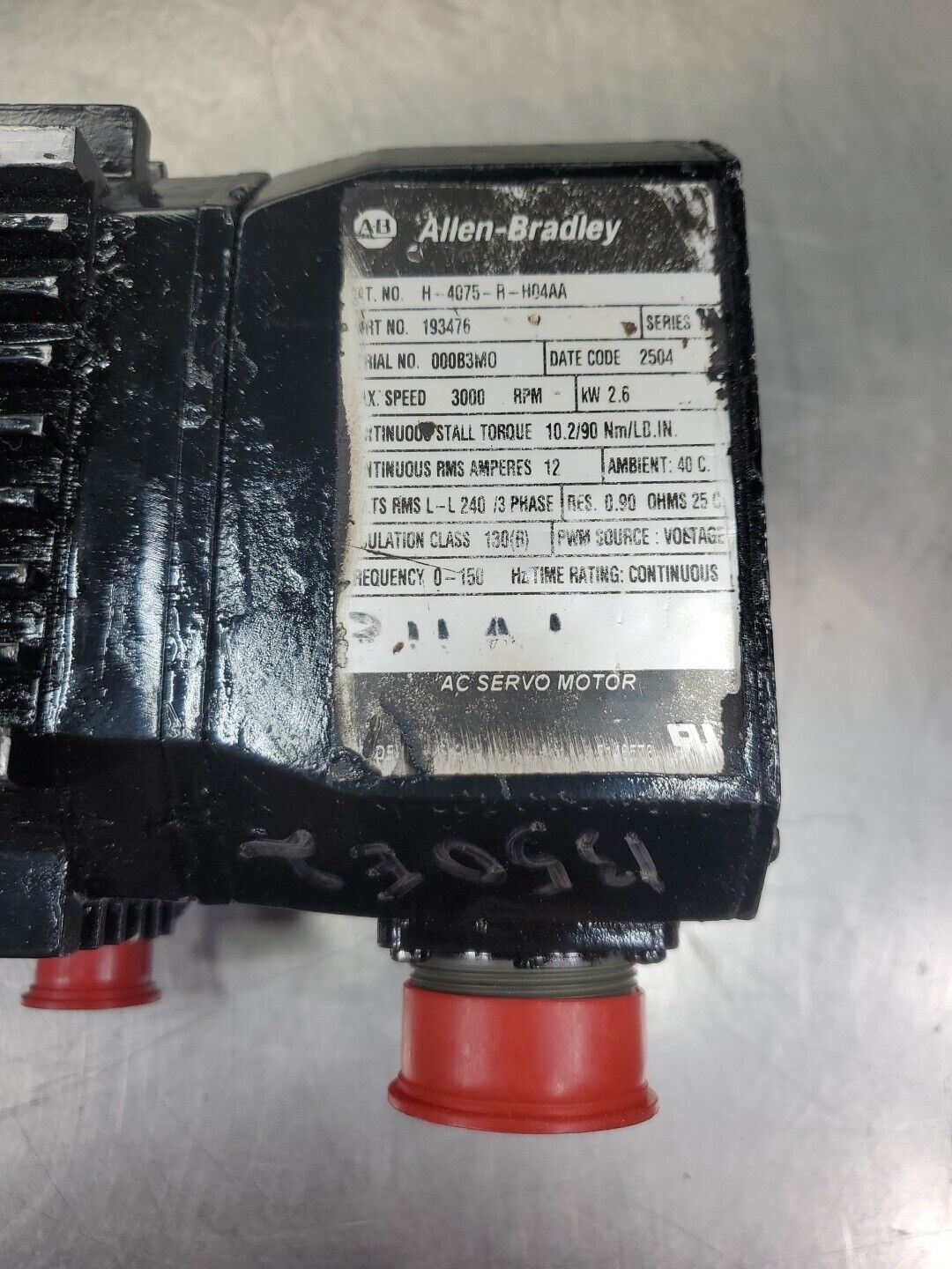 Allen Bradley H-4075-R-H04AA AC Servo Motor, (P/N:193476) 3000RPM.            1E