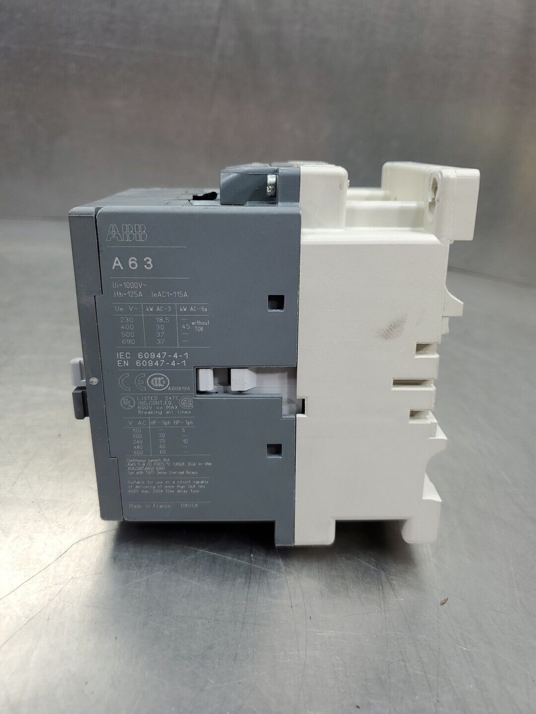 ABB A63-30 AC Contactor, 125A 3P.                                          4E-30