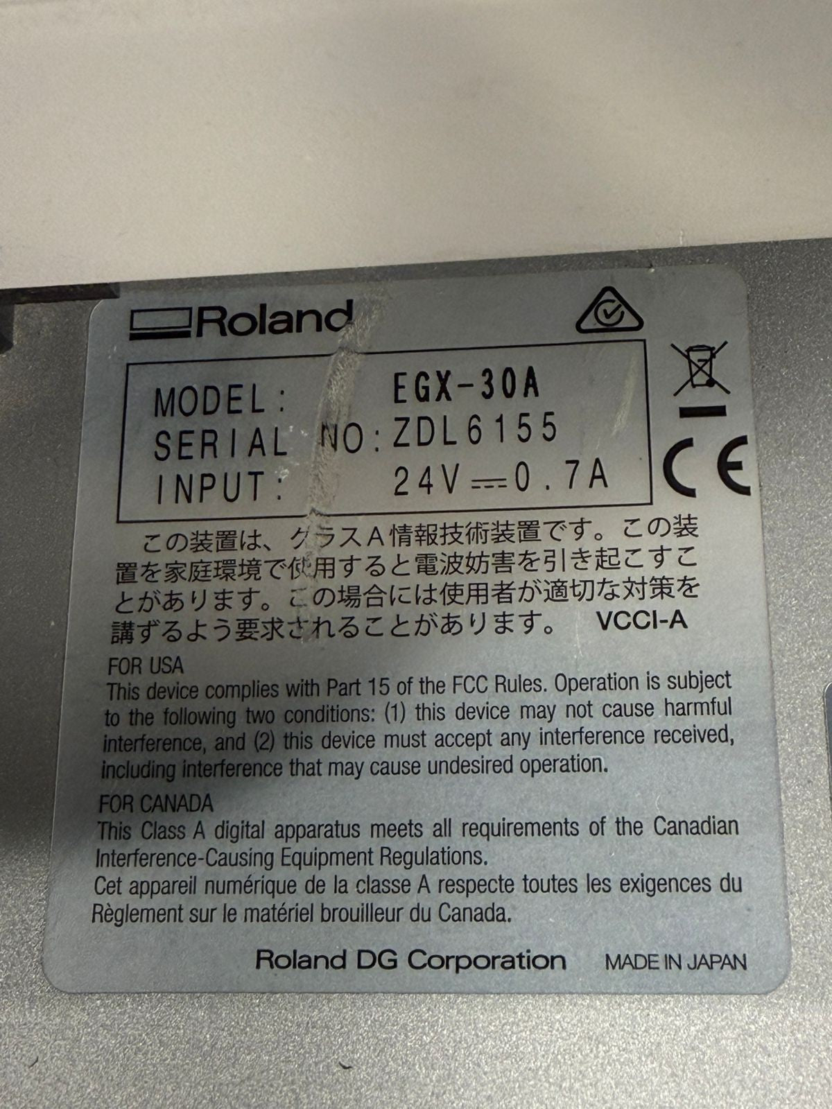 Roland EGX-30A Engraving Machine / Desktop Engraver 24V-0.7A       (3.3.2)