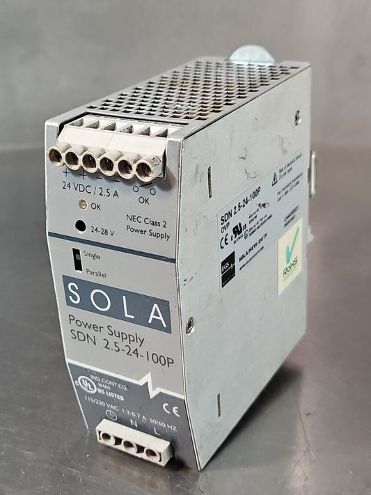 Emerson SOLA SDN-2.5-24-100P Power Supply 115/230 VAC 50/60 Hz 2.4 A    (BIN243)