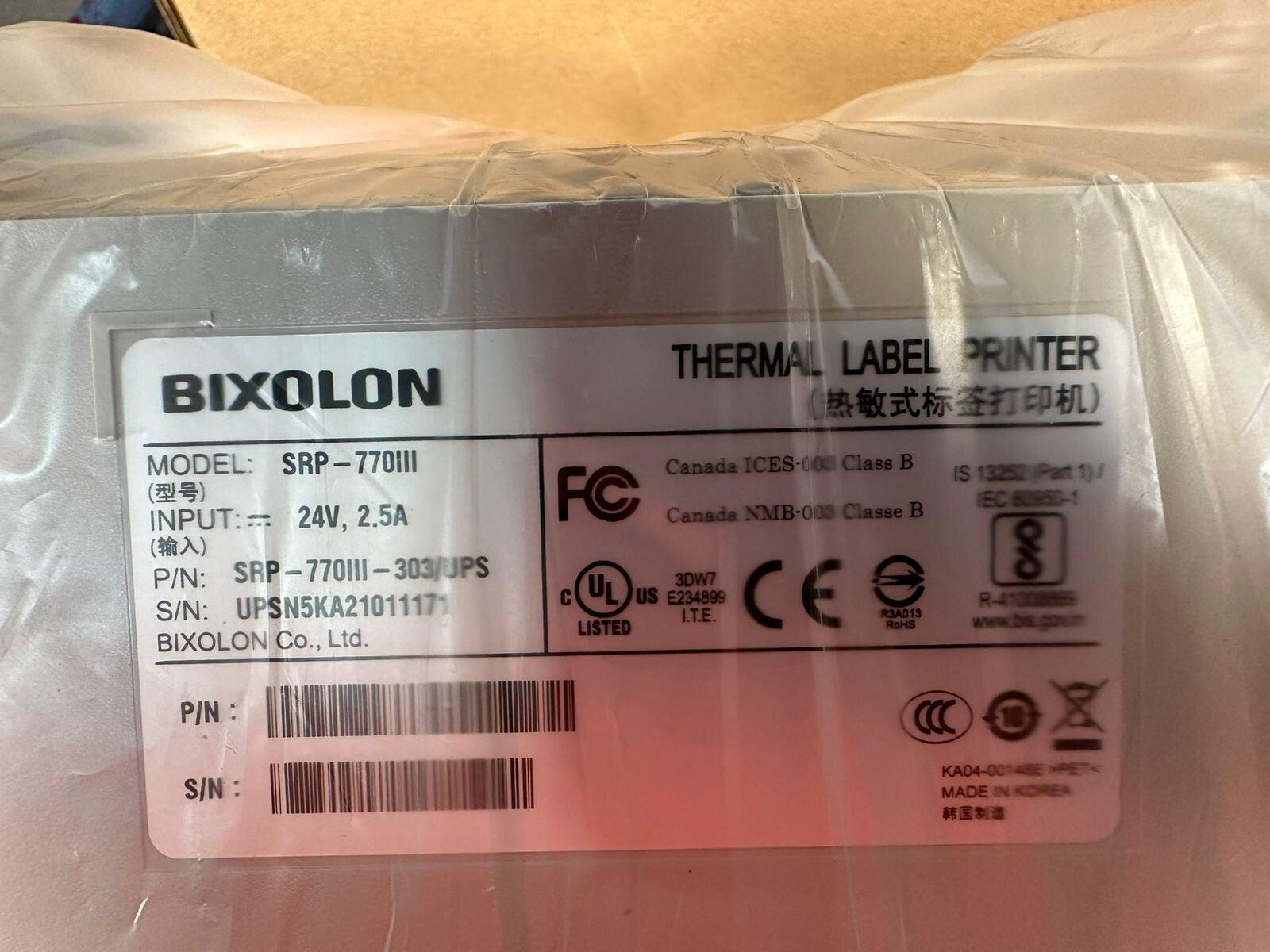 Bixolon SRP-770III Thermal Label Printer SRP-770III-303/UPS NEW  (6.1.3/4)