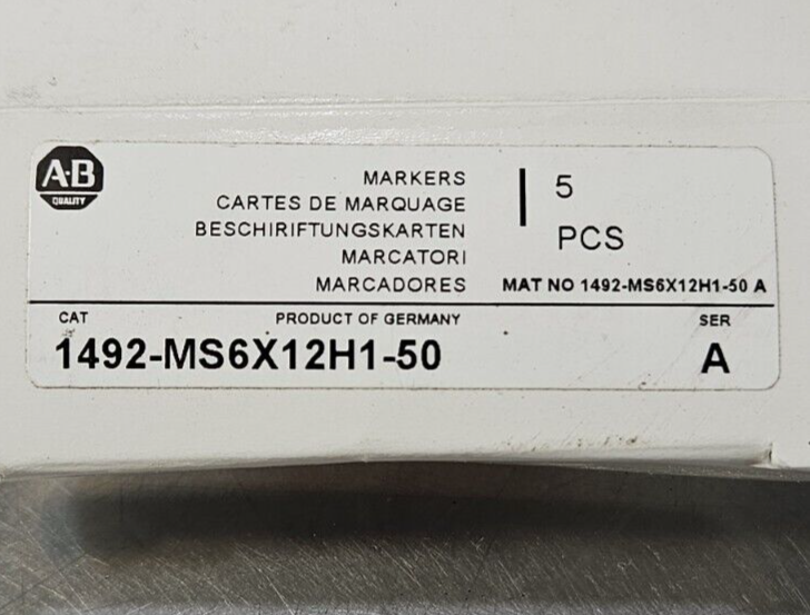 Allen Bradley 1492-MS6X12H1-50 Terminal Markers box/5 pcs                Loc4D21