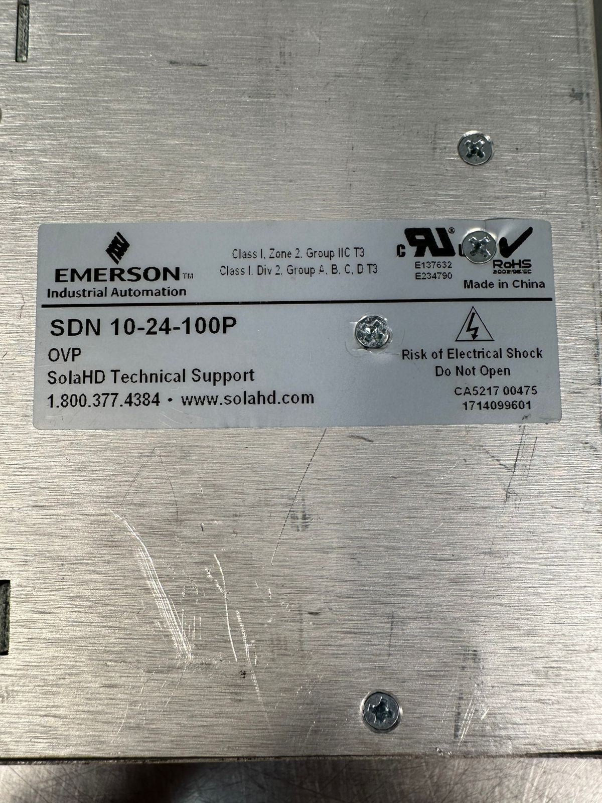 Sola SDN10-24-100P Power Supply Mod. 115/230 Vac 5.0/2.0A 50/60Hz  (6.4.1)