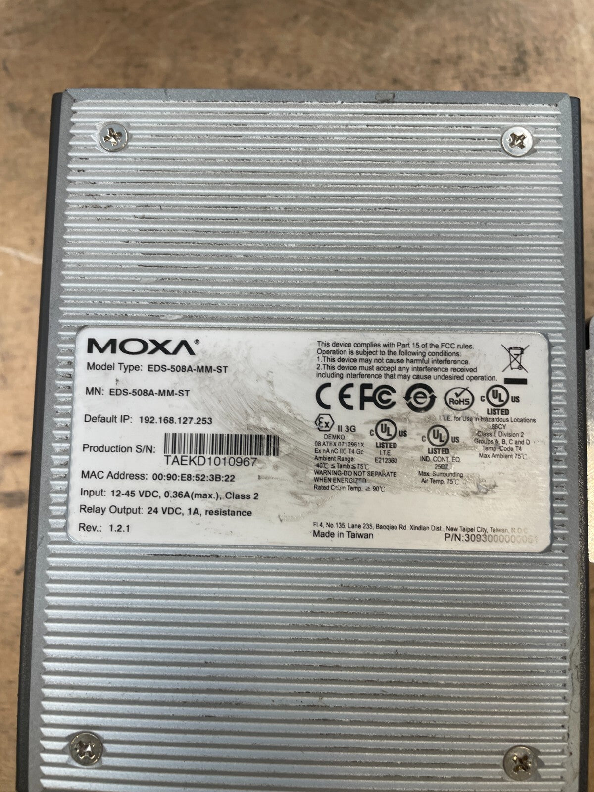 Moxa EDS-508A-MM-ST Black Managed Ethernet switch with 6 10/100BaseT(X) Ports