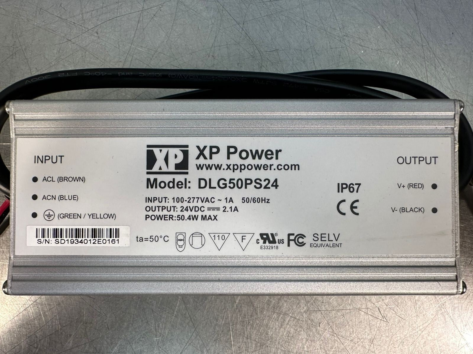 Xp Power DLG50PS24 50.4W Output 24Vdc 2.1A / Input 100-277Vac 1A  (12.5.1)