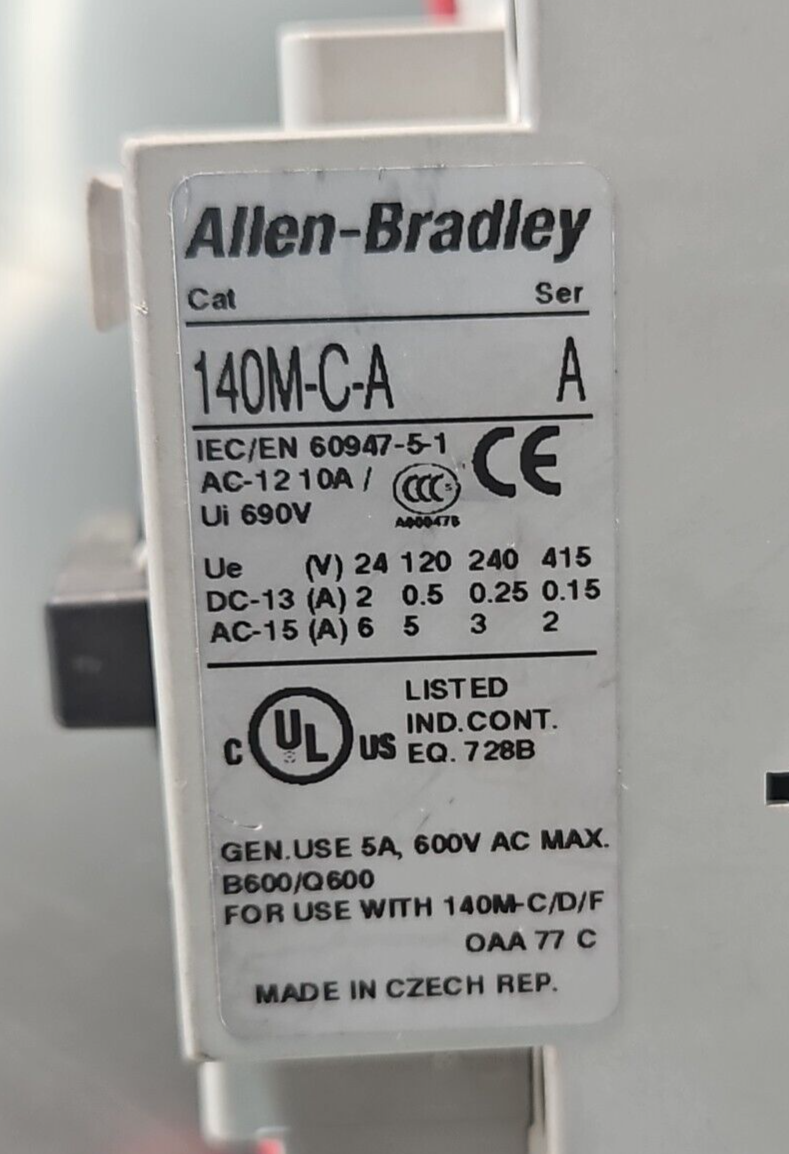 Allen Bradley 140M-D8E-C25 Motor Circuit Breaker W/140M-C-A Auxiliary    loc4A14