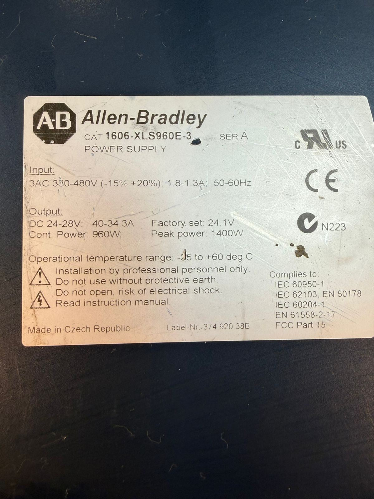 Allen Bradley 1606-Xls960E-3  /A    Power Supply                   (5.2.3)