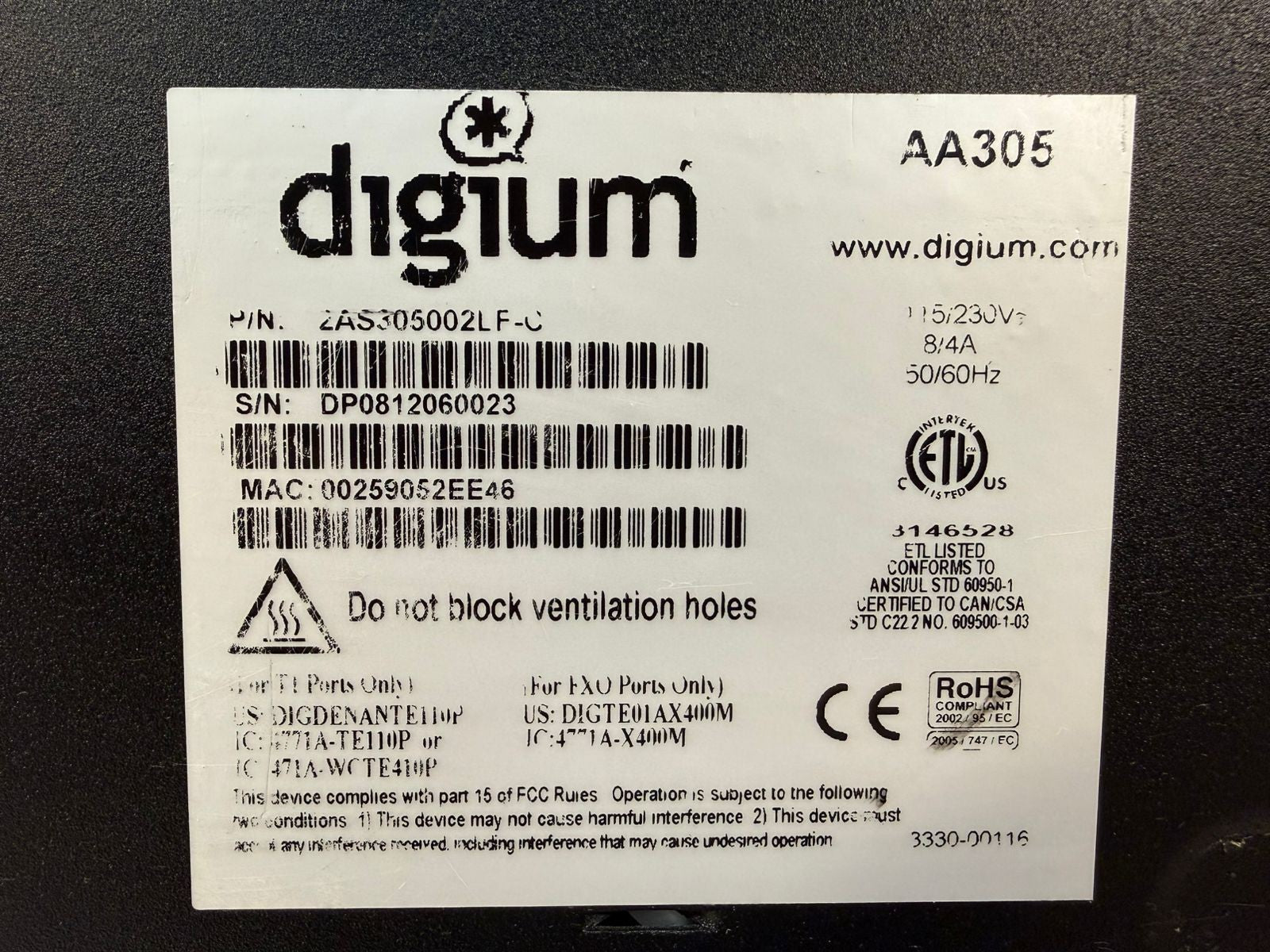 Digium 2AS305002LF-C AA305 Switchbvox 305                        (7.6.4)