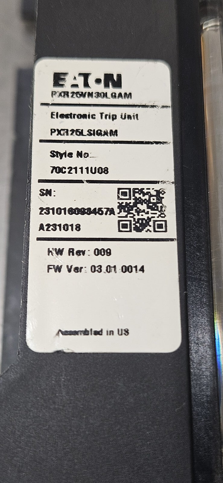 Eaton  PXR25VN30LGAM Electronic Trip Unit (PXR25LSIGAM)                 (BIN743)