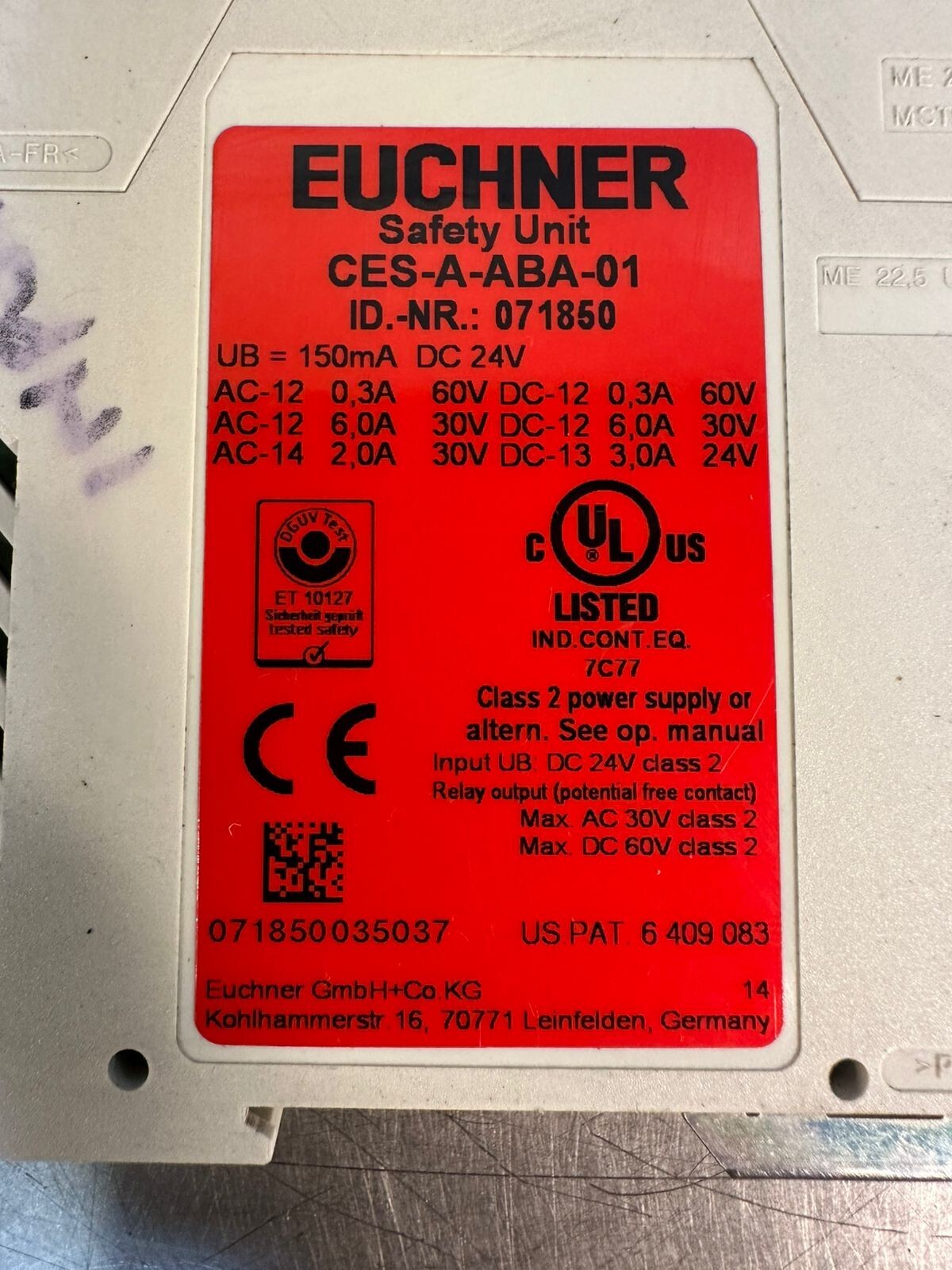 Euchner CES-A-ABA-01 Safety Unit          (6.4.2)