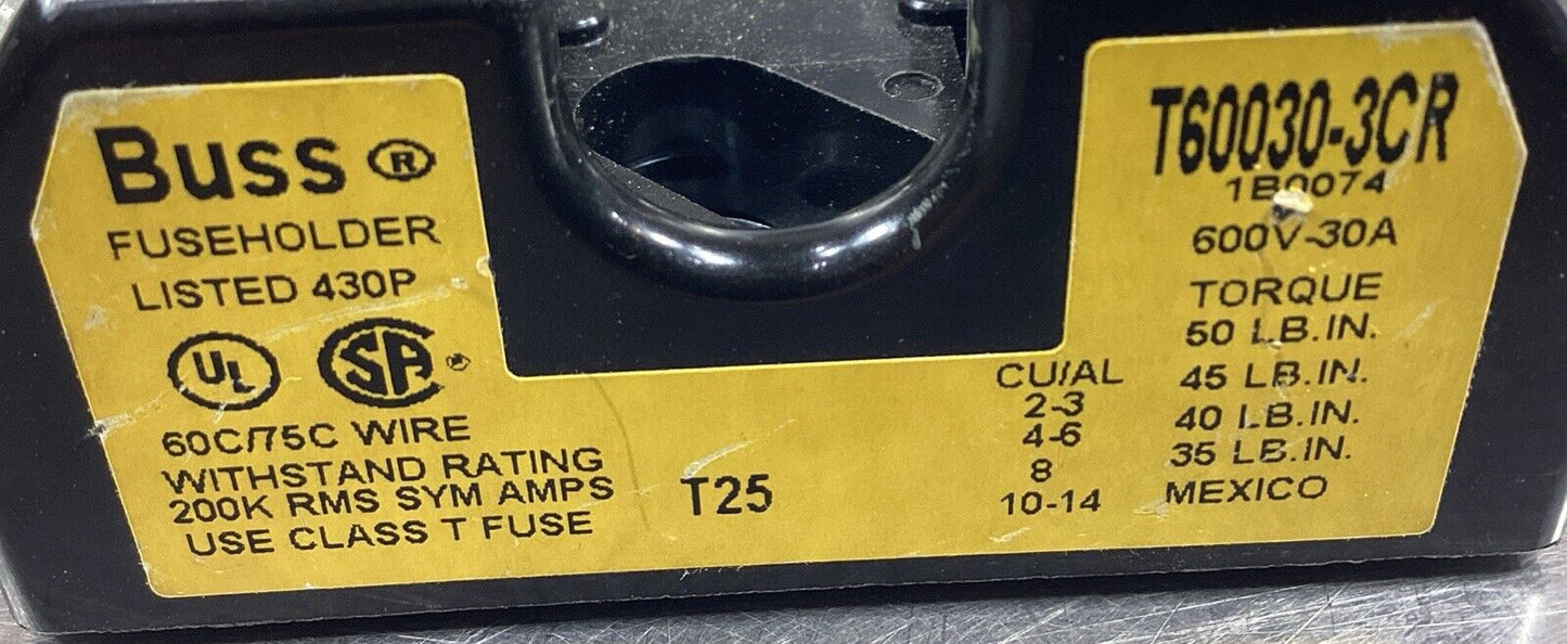 Bussmann  T60030-3CR  1B0074  Fuseblock 30A 3 Pole 600V      4E-24