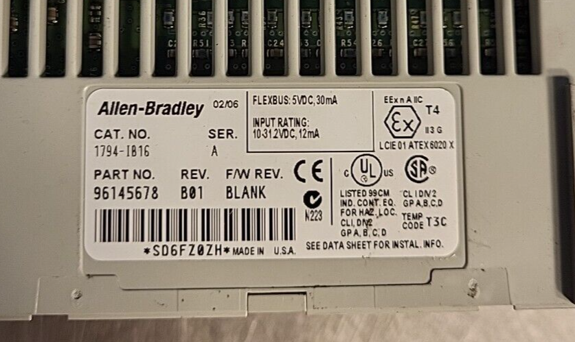 Allen Bradley 1794-IB16 Flexbus Input Module 5VDC 30MA REV A01 Ser.A  (BIN3.2.4)