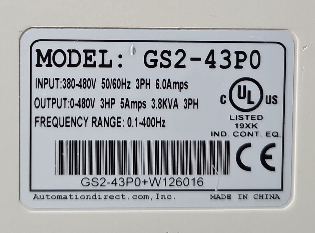 Automation Direct GS2-43P0 GS2 Micro Drive 460V AC 3hp 3 Phase          (BIN333)