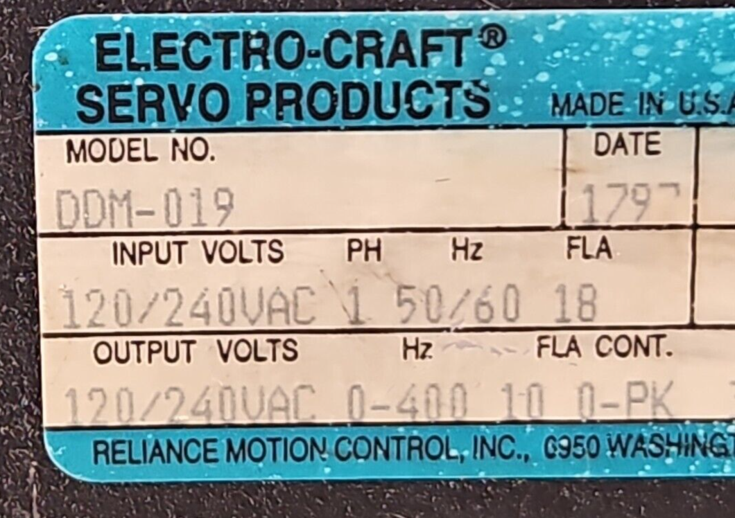 Electro Craft DDM-019 Servo Drive BRU-Series     (BIN2.2.2)
