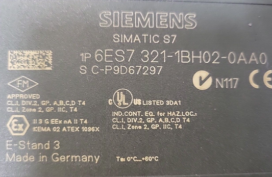 Siemens    6ES7  321 -1BH02  -  0AA0       Simatic S7    (BIN 3.5.1)