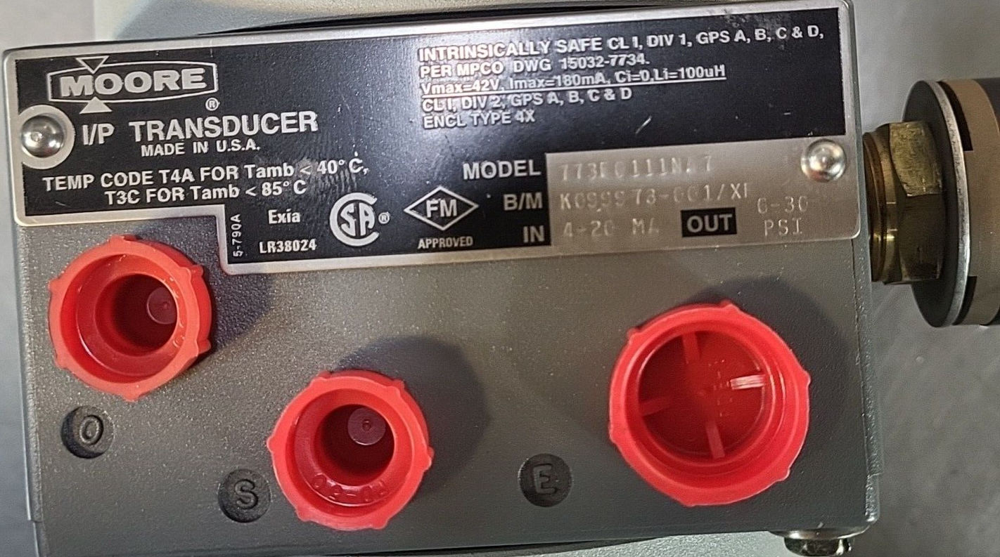 Moore  773F0111NA7   I/P Transducer  Tmp. code T4A (BIN-1.5.5)