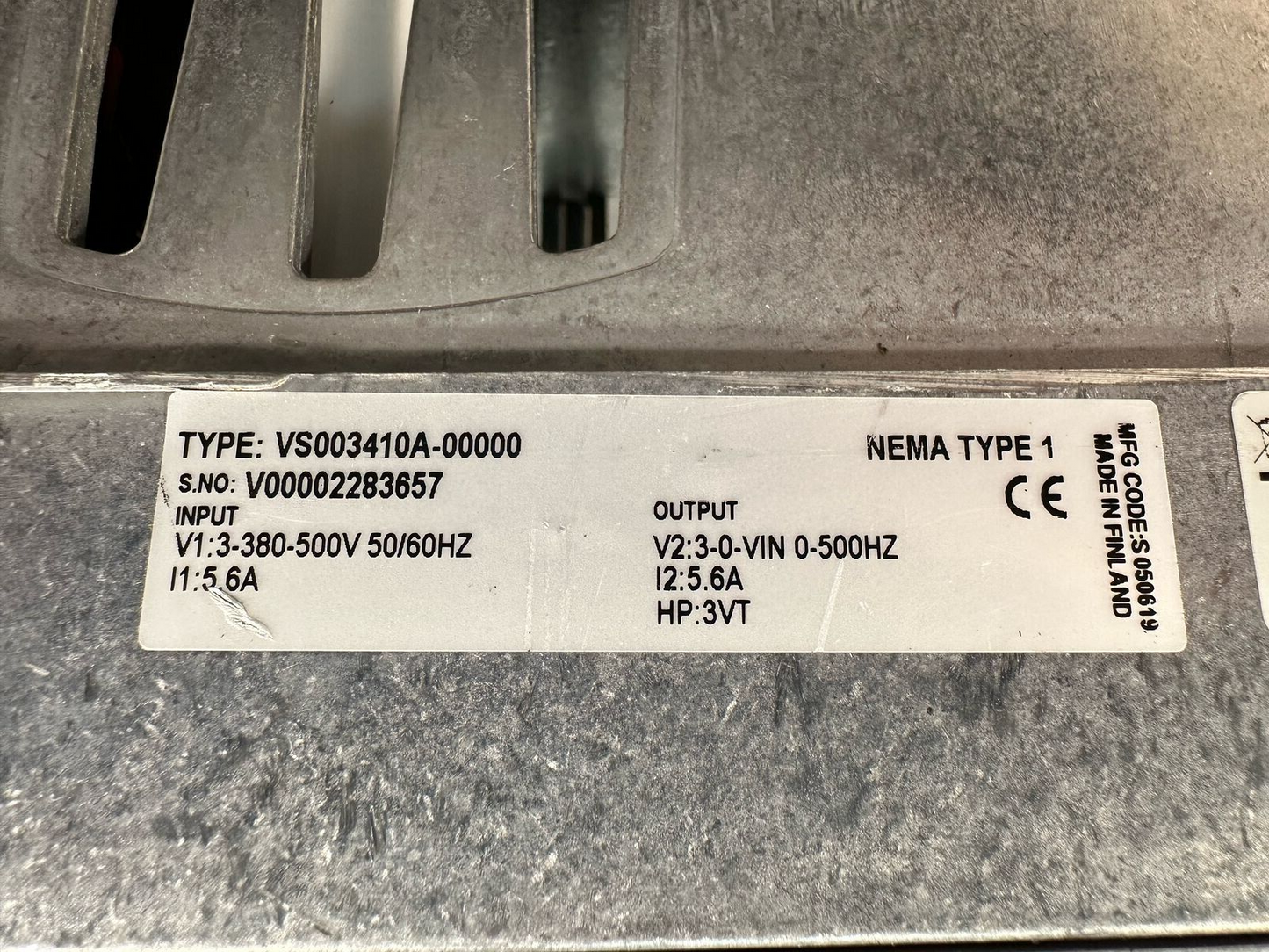 Jonson Controls  VS003410A-00000 Nema Type 1 VS003410A              (7.3.2)