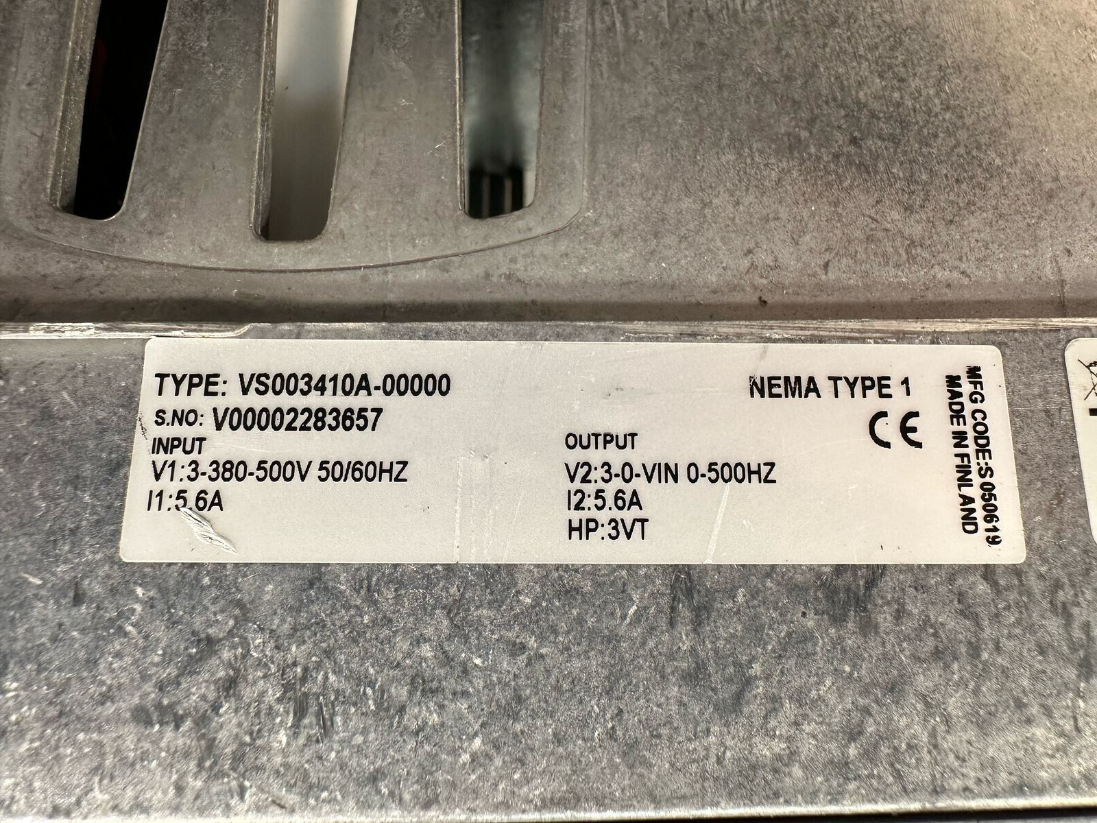 Jonson Controls  VS003410A-00000 Nema Type 1 VS003410A              (7.3.2)