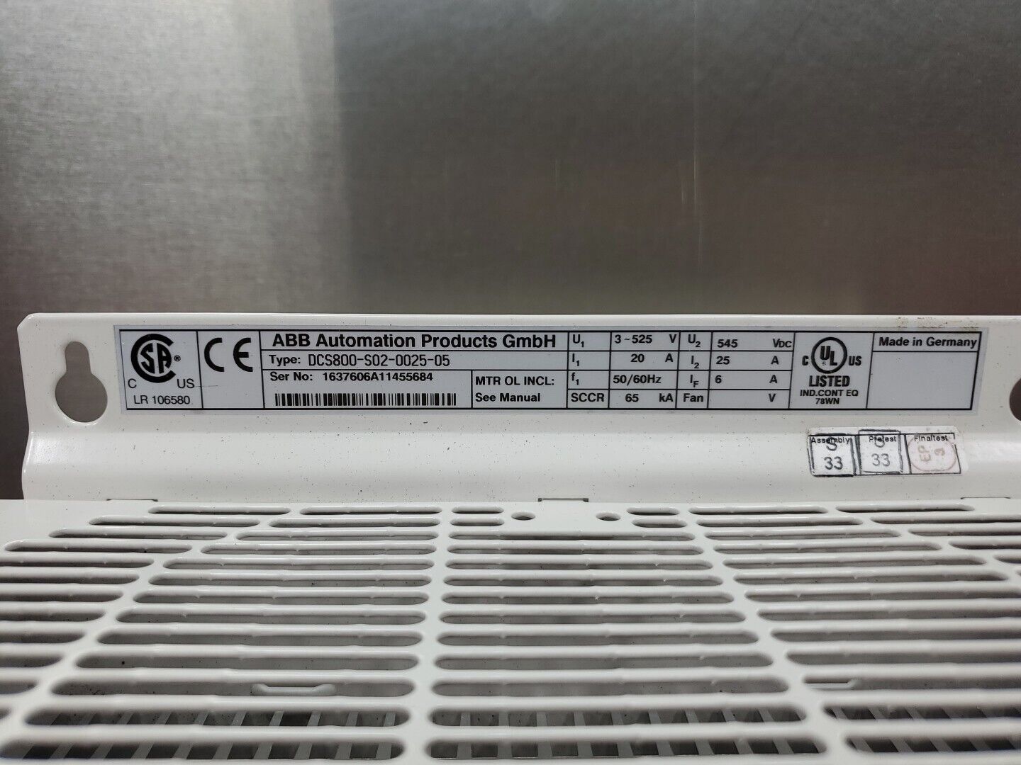 ABB DCS800-S02-0025-05 DC Drive, 3-Phase 20A.                               1-D0