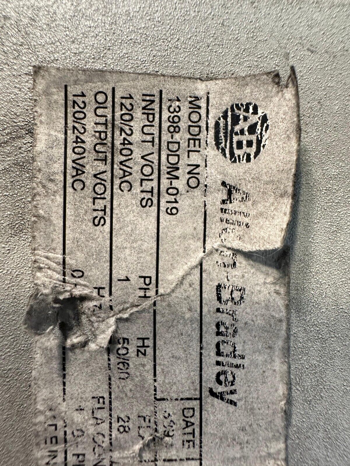 Allen Bradley 1398-DDM-019   50/60 Hz 120/240 Volts       (1C-02)