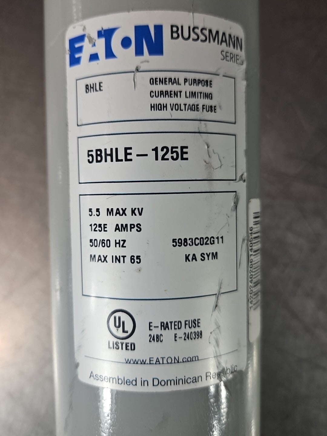 Eaton 5BHLE-125E General Purpose Current Limiting High Voltage Fuse     (BIN735)