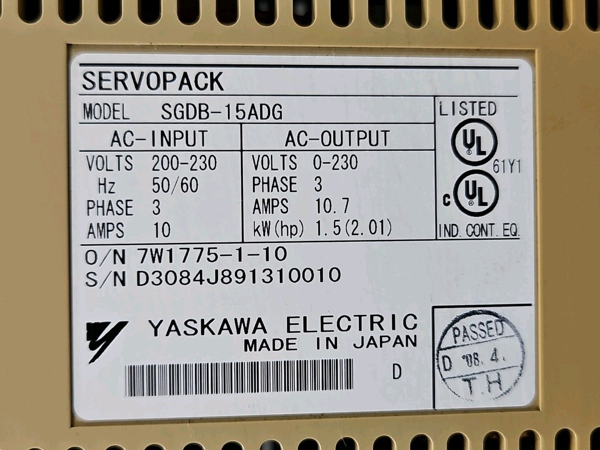 Yaskawa SGDB-15ADG Servopack                                       (1.5.4)