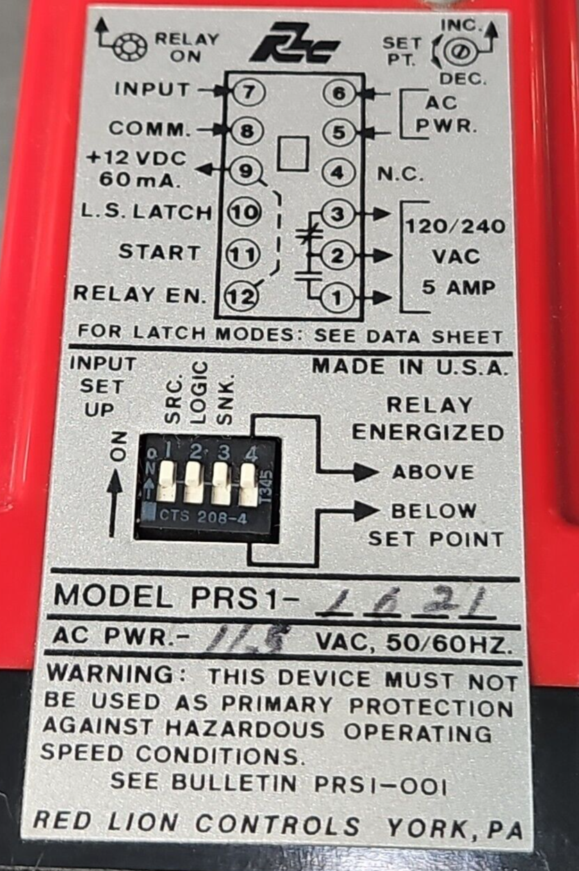 Red Lion Controls PRS1-1021 Plug-In Speed Switch                         loc4A13