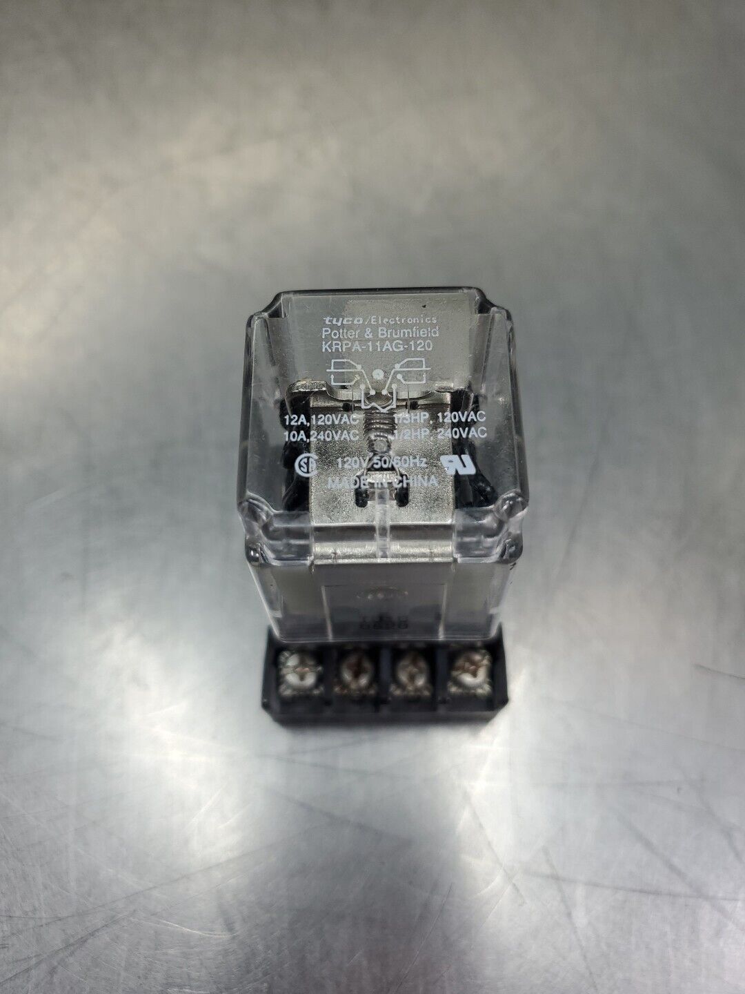 Tyco KRPA-11AG-120 12A Relay w/700-HN125 Series A 10A Base.                4E-35
