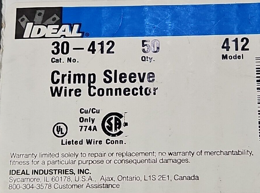 Ideal 30-412 Steel Crimp Connector Box with 50                          Loc4D25