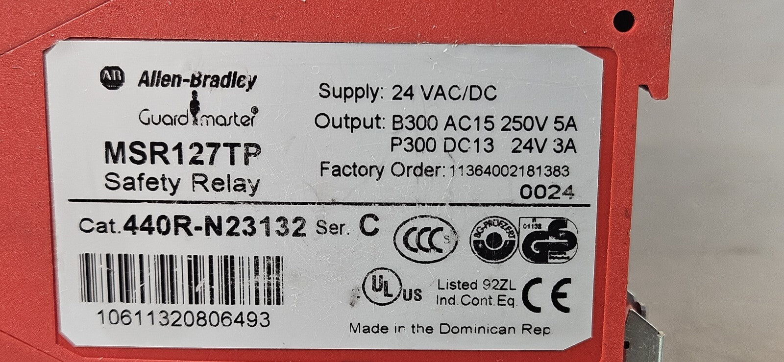 Allen Bradley 440R-N23132  / MSR127TP Ser C  Safety Relay               (BIN733)