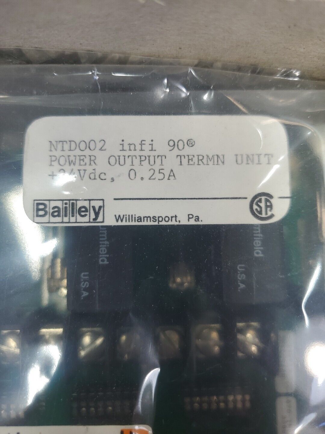 Bailey NTD002 infi 90 Power Output Termn. Unit, 24VDC, 0.25A.              5D-28