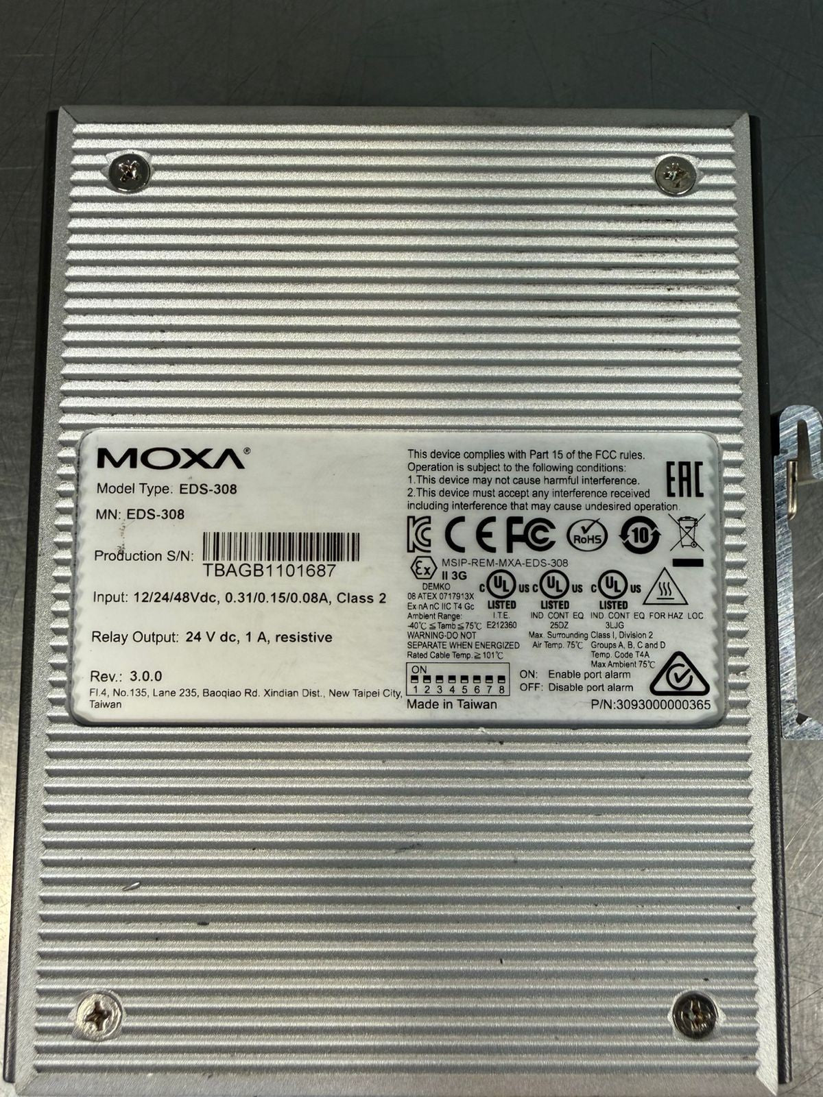Moxa EDS-308 Rev 3.0.0 Eds308 3093000000365 (4.1.4)