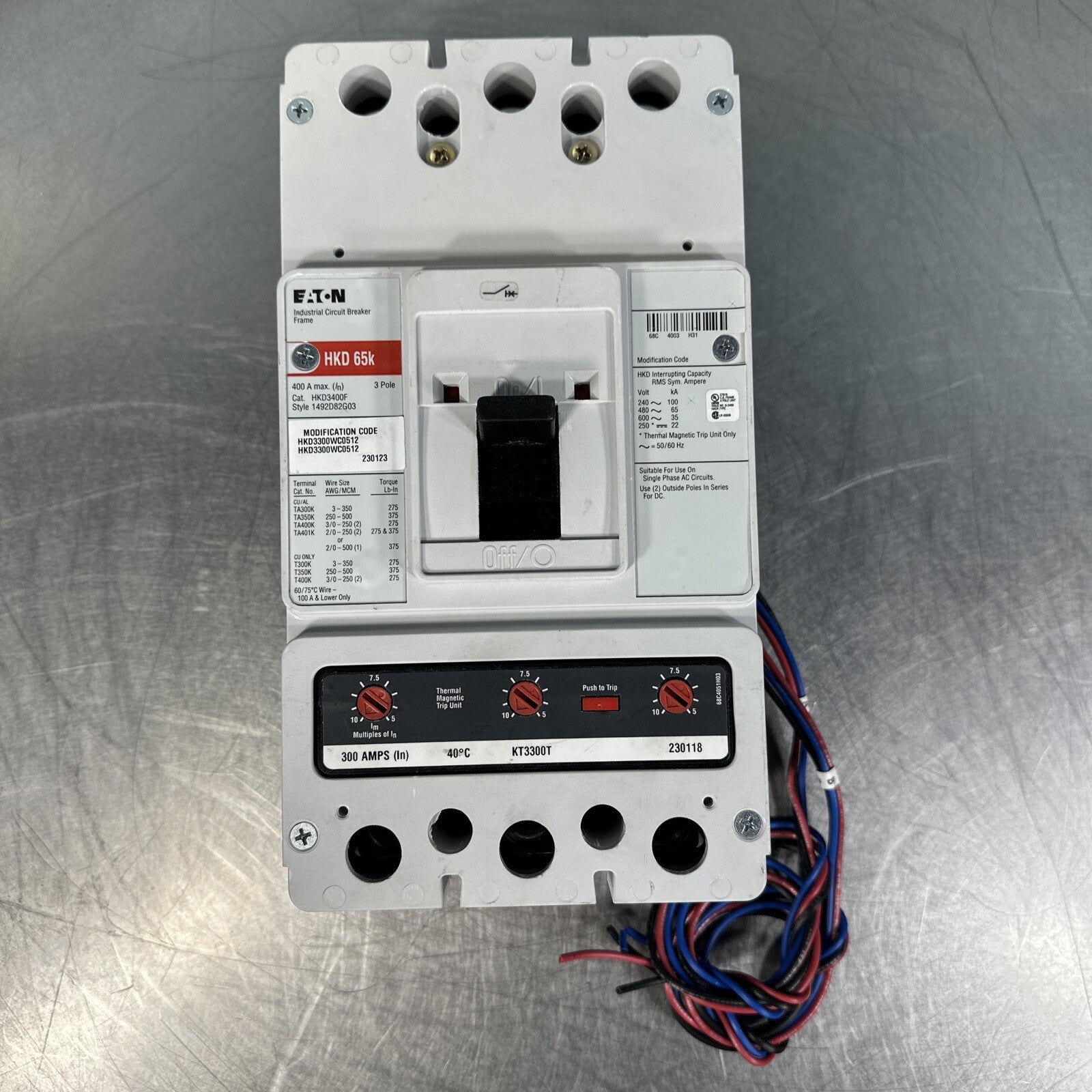 Eaton USD HKD330WC0512 Molded HKD 3P 300A 600V 50/60Hz 3Ph (BIN-1.3.5)