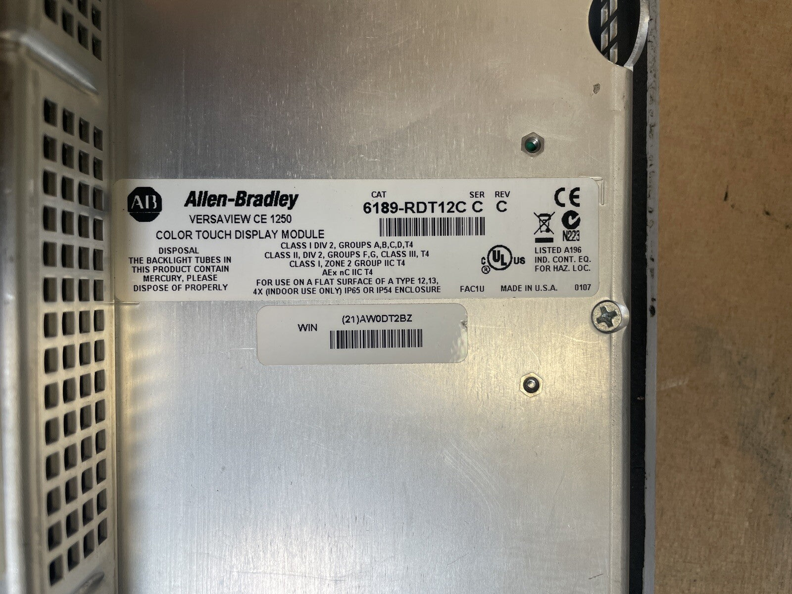 Allen Bradley 6180 Large Display & Keypad Industrial Computer Workstation Panel